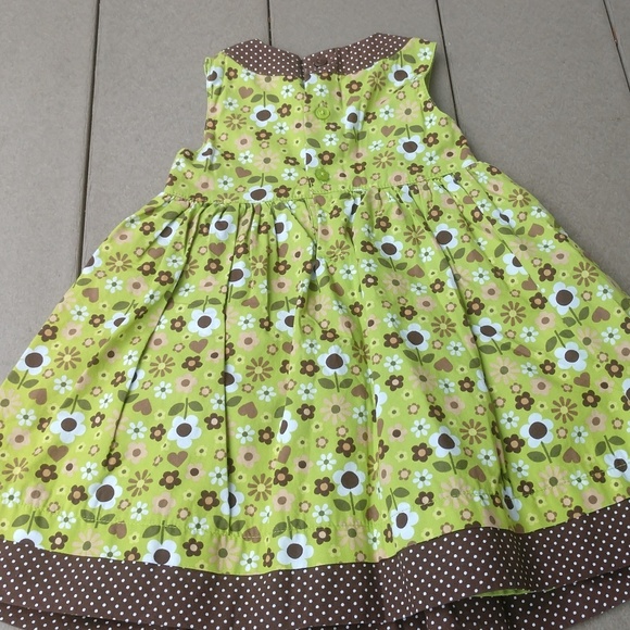 Green/brown flower/polkadot toddler dress - Picture 4 of 5